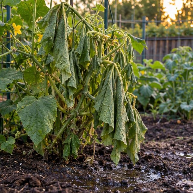 Leaves stay wilted in the evening and after watering.
