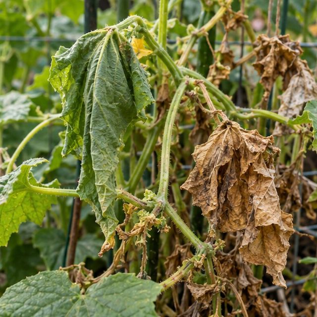 Leaves wilt green, then brown and shrivel.