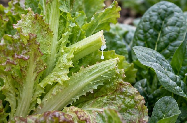 Lettuce and spinach leaves turn bitter and tough, with milky sap in lettuce.