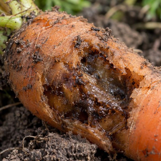 Tunnels let in rot, especially in stored roots.