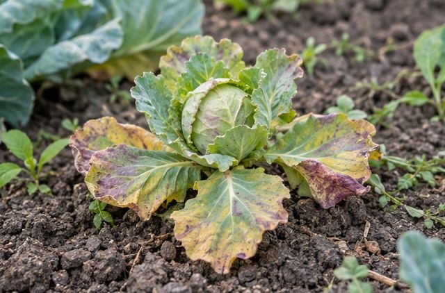 Plants stay small with discoloured leaves.