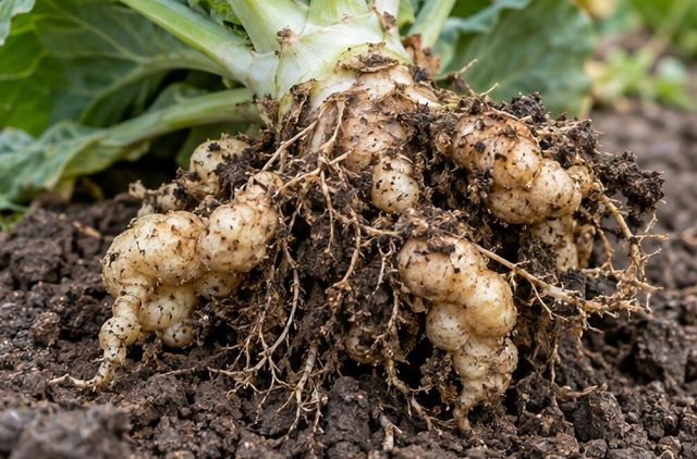 Roots are thickened into knobbly clubs.