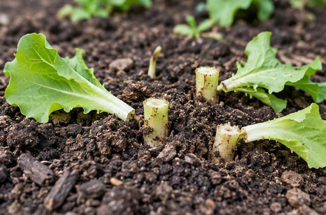 Stems severed at soil level, the top lying beside.