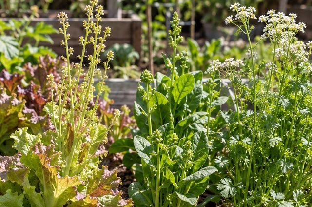 Lettuce, spinach and coriander bolt in a hot spell.