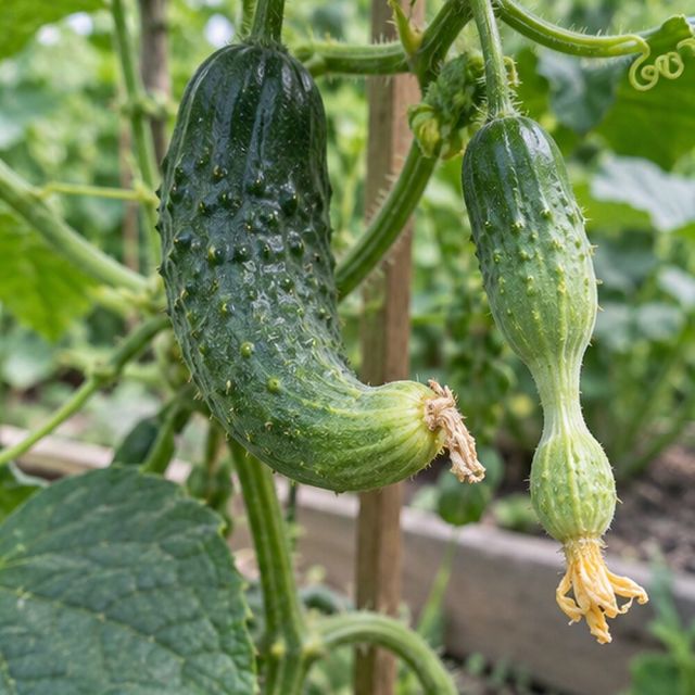 Cucumbers and squash narrow or curl at the flower end.