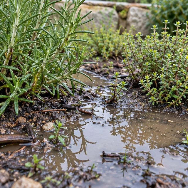 Water still stands on the surface hours after rain.