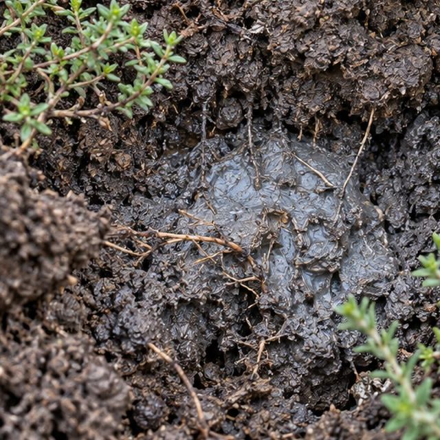 Dug soil is grey-blue and smells sour where it has been starved of air.