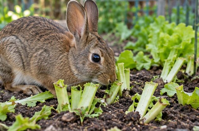 Rabbits cut stems at a neat angle, close to the ground.