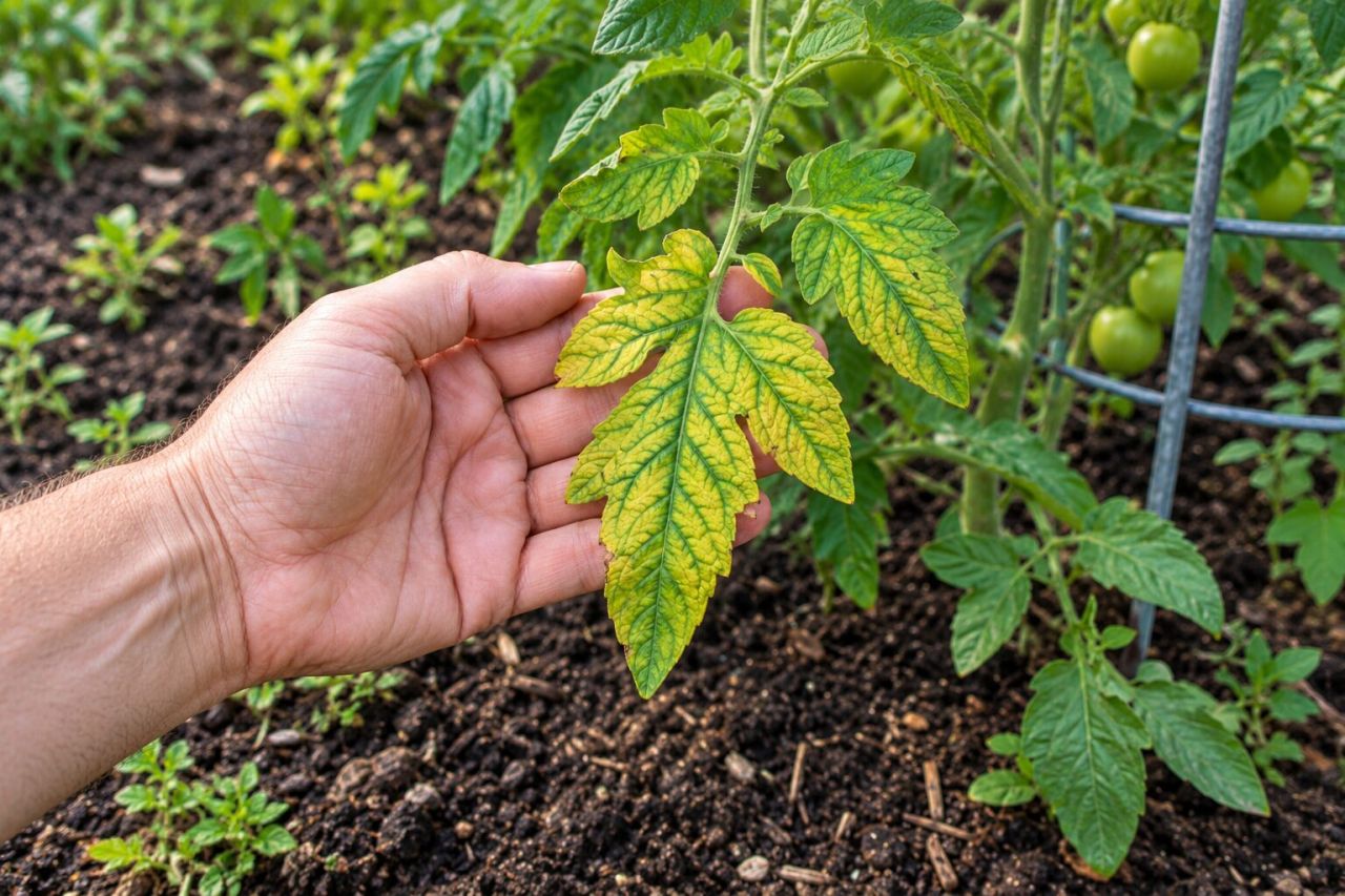 Leaves yellowing between green veins
