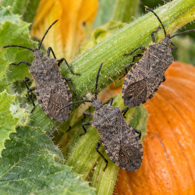 Brown-grey bugs about 15 mm long.