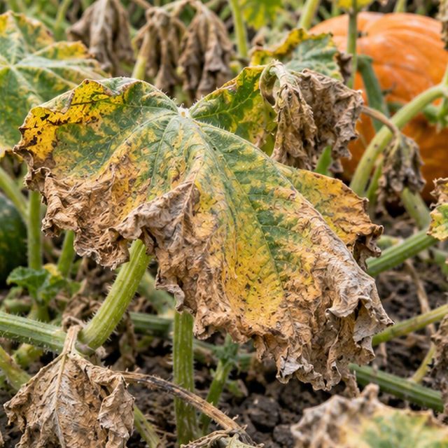 Leaves yellow, wilt and crisp from feeding.