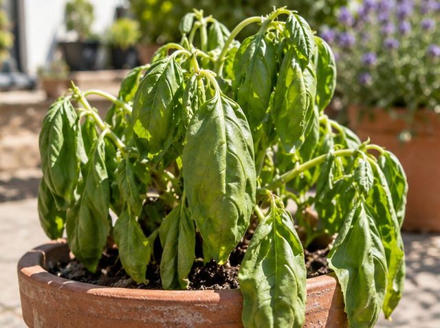 Leaves hang limp and recover in the evening. Lasting wilt means the plant is truly short.