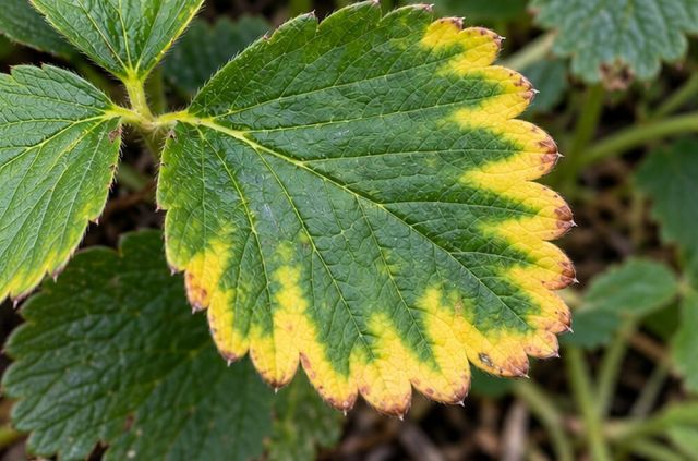 Yellow wedges from the leaf edge inward.