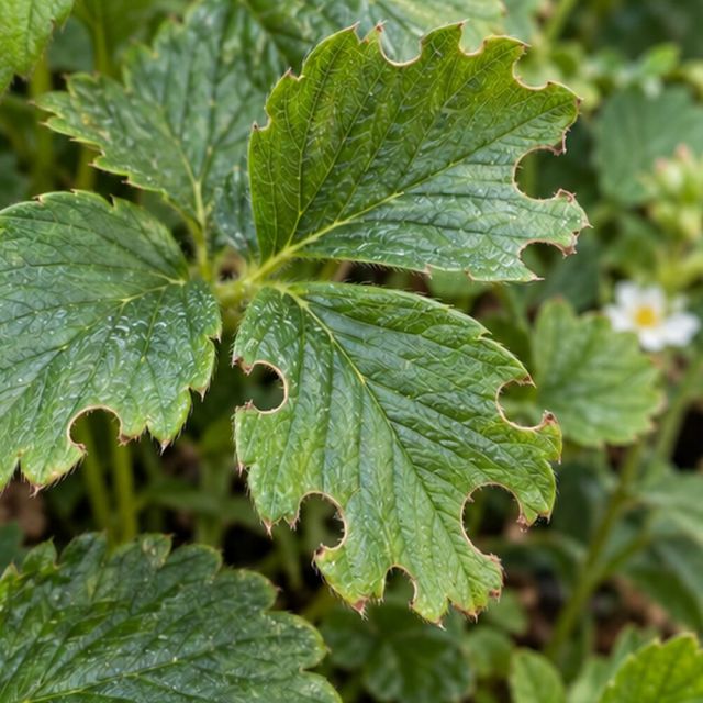 Irregular notches along leaf margins.