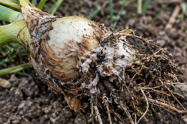 Plants pull out easily; roots rotted.