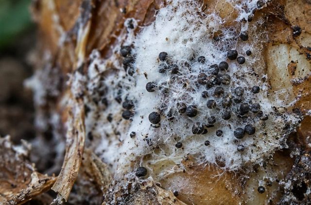 Tiny black dots like poppy seeds in the mould.