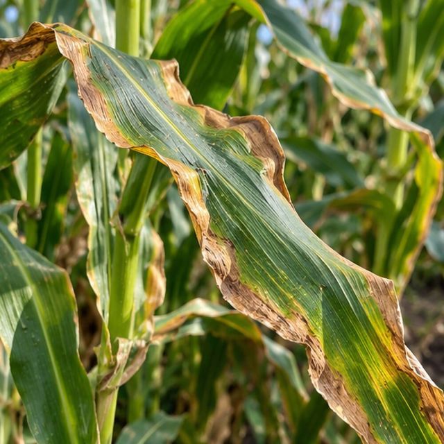 Leaf margins on the exposed side dry to brown.