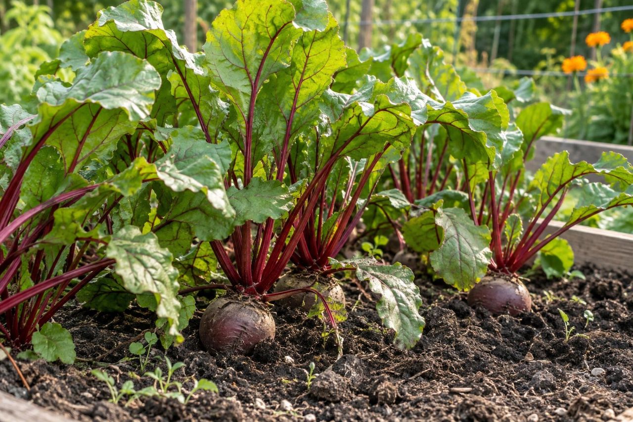 Beets growing in a garden
