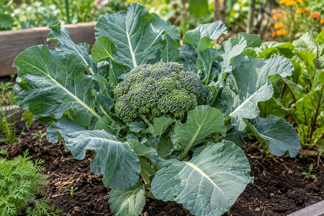 Broccoli growing in a garden