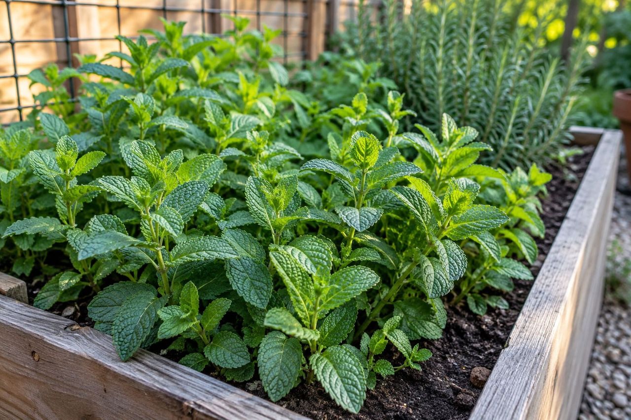 Mint growing in a garden