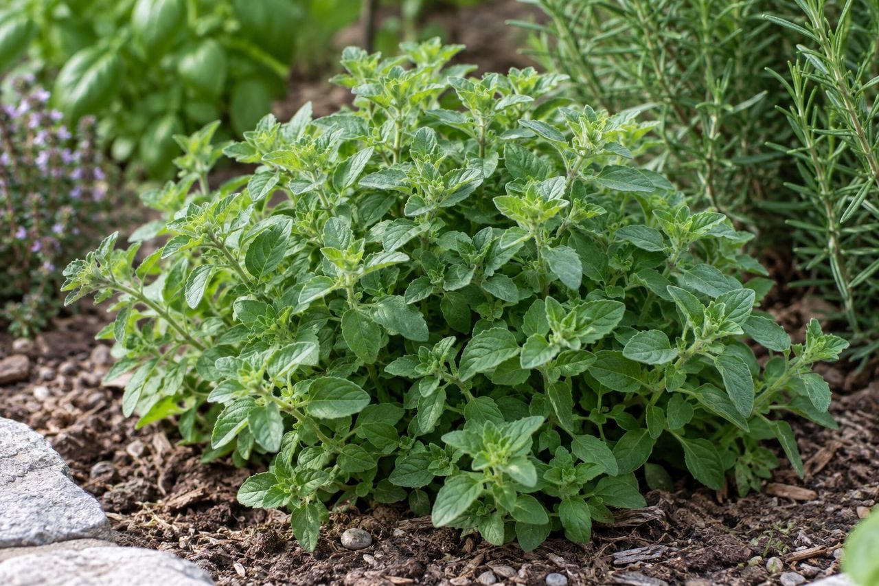 Oregano growing in a garden