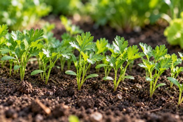 Parsley seedlings finally coming up in a row