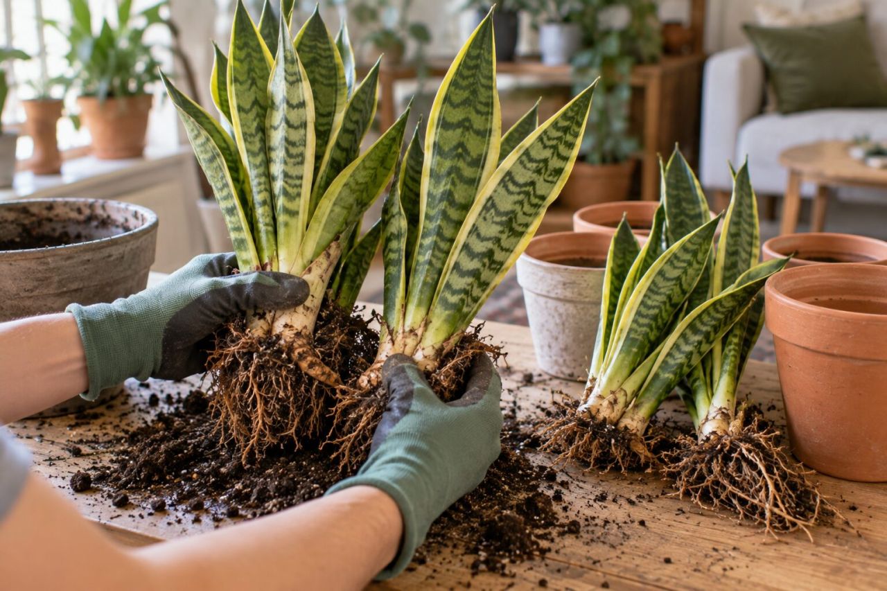 Dividing a snake plant clump