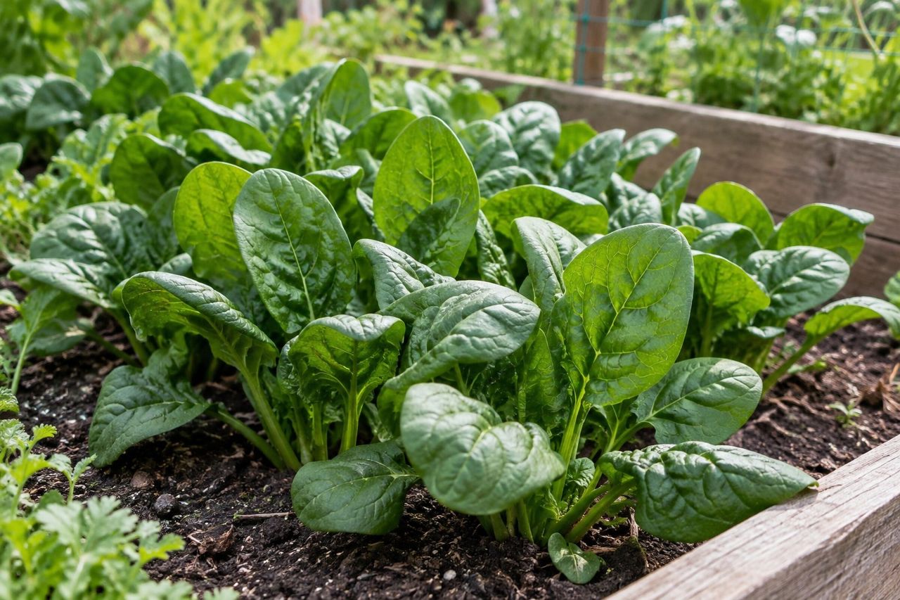 Spinach growing in a garden