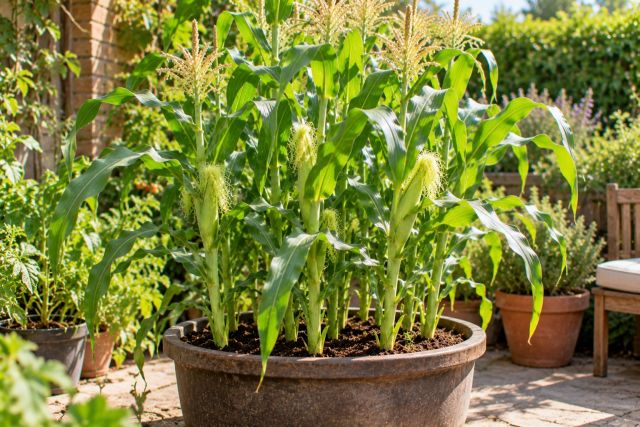 A compact sweet corn in a large pot