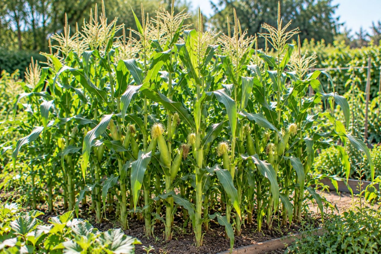 A block of tall sweet corn with tassels