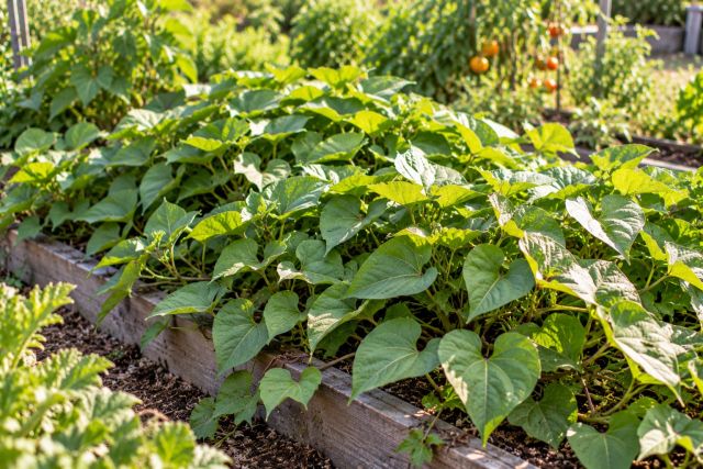 Sweet potato vines covering the ground