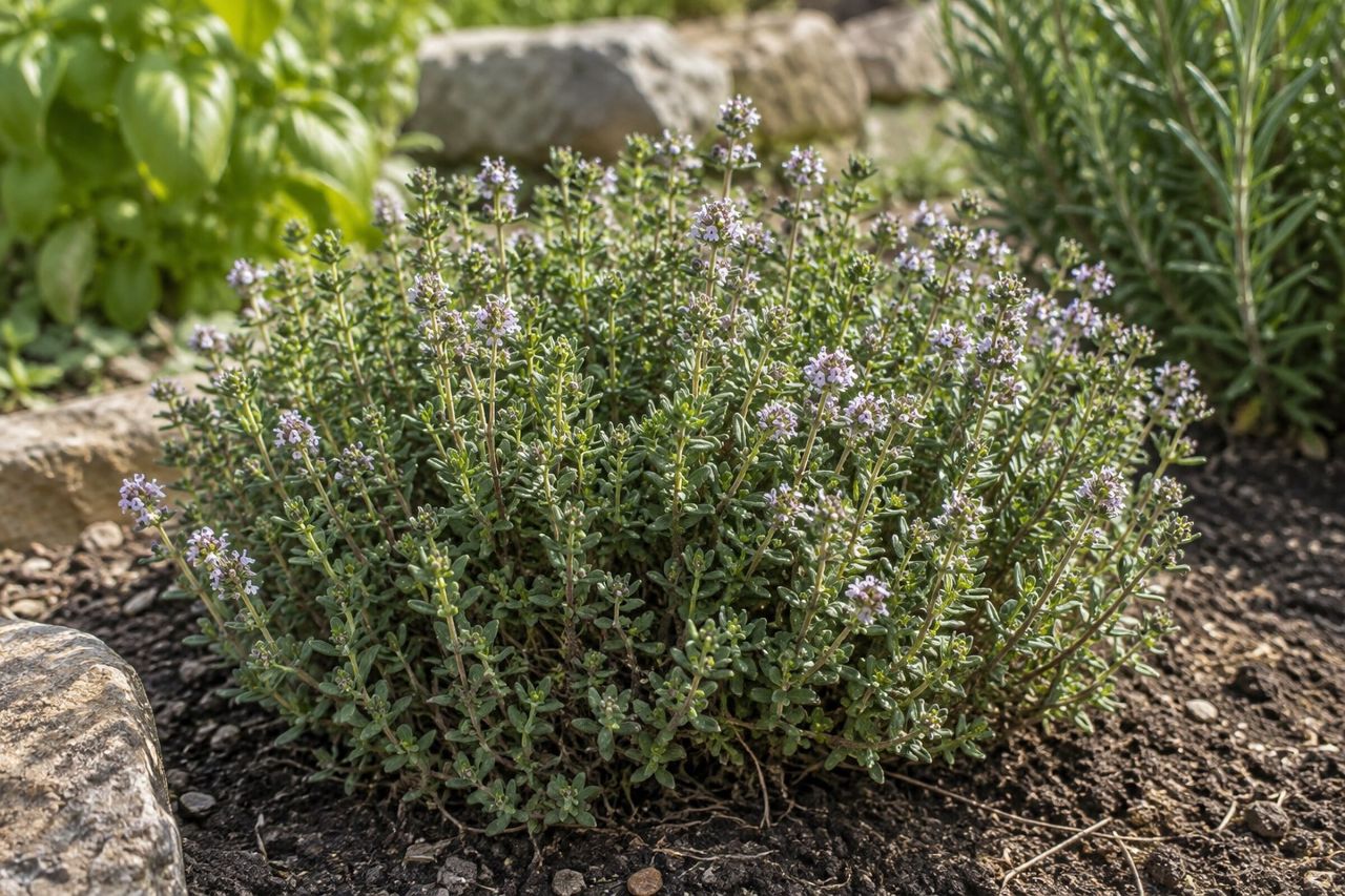 Thyme growing in a garden