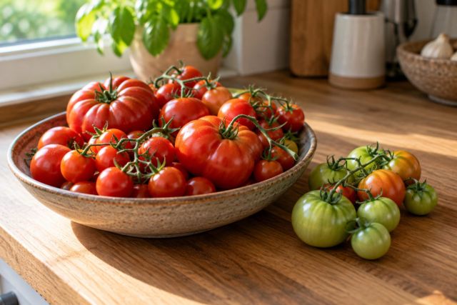 Ripe tomatoes stored at room temperature